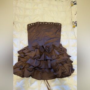 Elegant Brown Strapless Dress